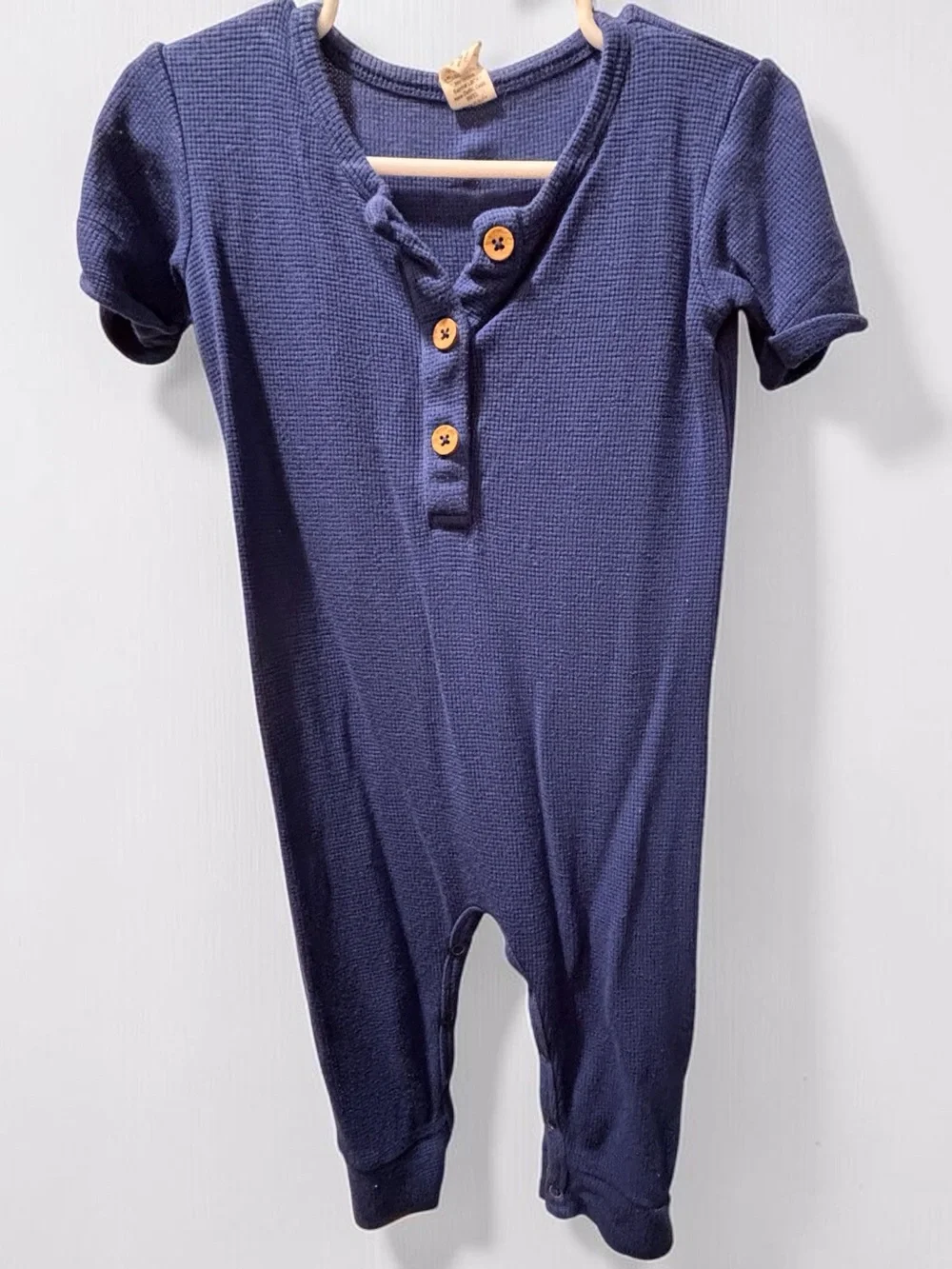 🎉 (18-24m) Kids Navy Short-Sleeve One-Piece Romper